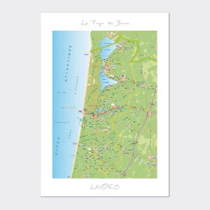 Alternatif, Poster Carte Pays de Born 50 x 70 cm