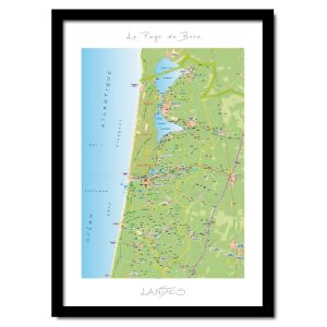 Cadre poster carte Le Pays de Born 30 x 40 cm