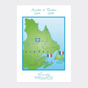 Alternatif, Poster Nouvelle-France Carte Acadie et Québec 30 x 40 cm