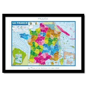 Cadre poster carte La France et ses territoires 40 x 30 cm