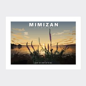 Affiche Poster Landes Mimizan, lever de soleil sur le lac