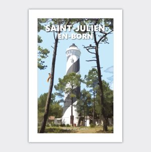 Affiche Poster Landes Saint-Julien-en-Born, le phare de Contis