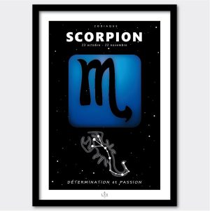 Cadre Poster Graphisme Zodiaque, Scorpion